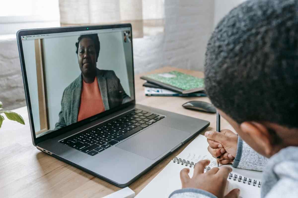 Man studying on a laptop
